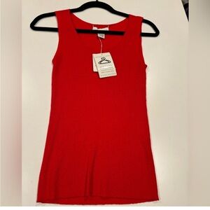 Doncaster NEW Sleeveless Ribbed Knit Top Red Womens Size Medium Luxury